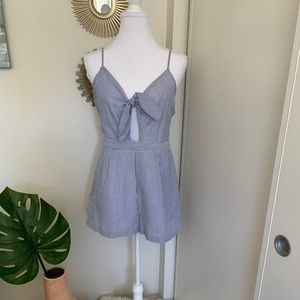 Everly tie front seersucker romper